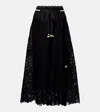 Zimmermann Flared Midi Skirt With Embroidered Openwork Design In Black