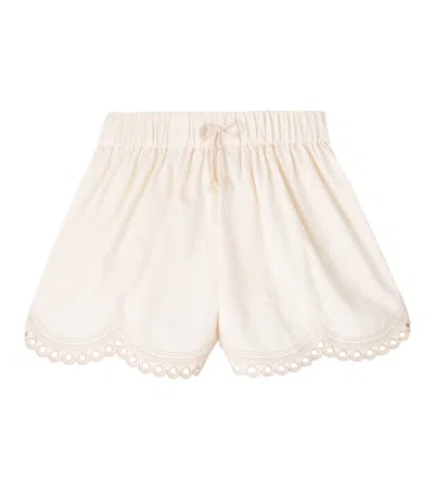 Zimmermann Kids' Rhiannon Embroidered Cotton Shorts In White
