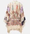 Zimmermann Rhiannon Billow Long Sleeve Lace Trim Minidress In Neutral
