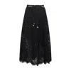 Zimmermann Zim Rhiannon Embroidered Scallop Hem Wblt Midi Skirt Black In Black