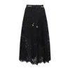 Zimmermann Zim Rhiannon Embroidered Scallop Hem Wblt Midi Skirt Black In Black