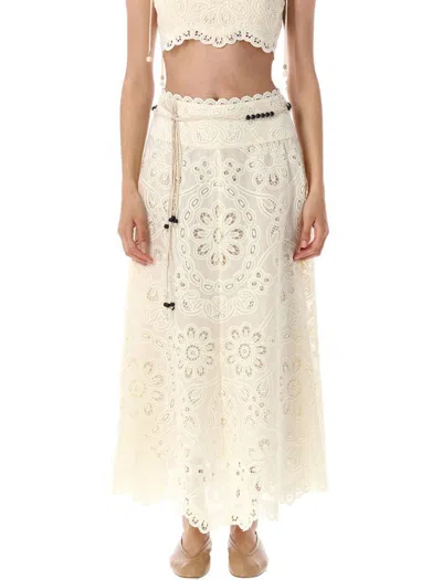 ZIMMERMANN ZIMMERMANN RHIANNON EMBROIDERED MIDI SKIRT