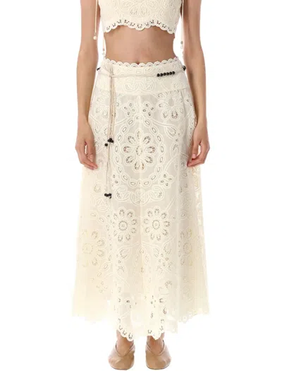 Zimmermann Rhiannon Embroidered Midi Skirt