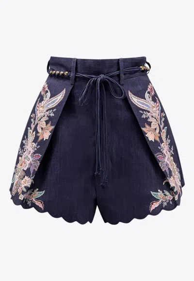 Zimmermann Rhiannon Embroidered Mini Shorts