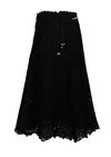 Zimmermann Flared Midi Skirt With Embroidered Openwork Design In Black