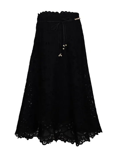 ZIMMERMANN RHIANNON EMBROIDERED SKIRT BLACK