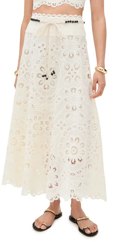 ZIMMERMANN RHIANNON EMBROIDERED SKIRT IVORY