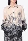 Zimmermann White Floral And Paisley Print Shirt With Contrasting Trim In Multi