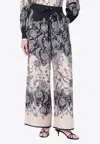 Zimmermann Cream Rhiannon Trousers With Fantasy Print Women In Black