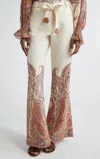 Zimmermann Rhiannon Flared Linen Pants In Multi