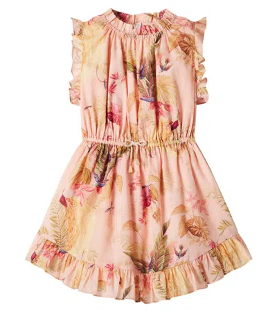ZIMMERMANN RHIANNON FLORAL RUFFLED COTTON DRESS