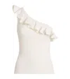 Zimmermann Rhiannon One-shoulder Ruffled Ribbed-knit Top In White