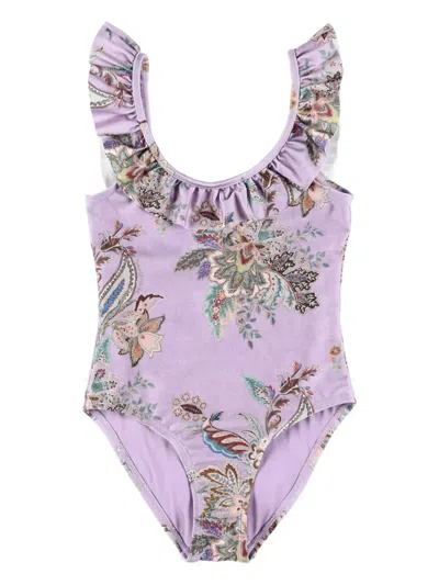 ZIMMERMANN RHIANNON FRILLED FLORA-PRINT SWIMSUIT