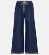 Zimmermann Rhiannon Fringed Denim Wide-leg Jeans In Blue