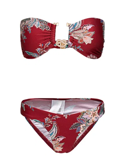 Zimmermann Beachwear In Red Polyamide In Pink