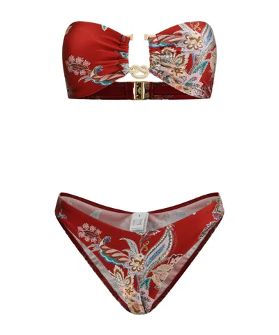 Zimmermann Beachwear In Red Polyamide In Pink