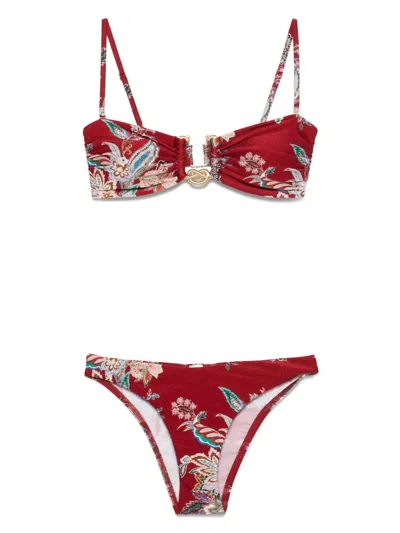 Zimmermann Rhiannon Knot Trim Bikini Clothing In Red
