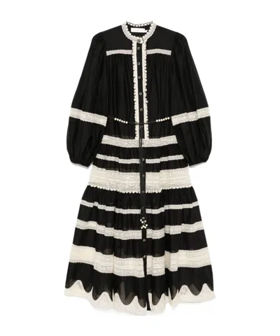 Zimmermann Women's Rhiannon Lace Midi Dress | Size 2 | 3227dss251 In Black