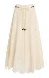 Zimmermann Cotton Rhiannon Embroidered Midi Skirt