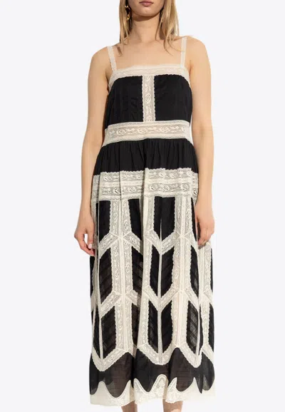 Zimmermann Rhiannon Lace-trimmed Midi Dress In Black