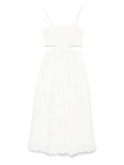 Zimmermann Rhiannon Linen Midi Dress In White