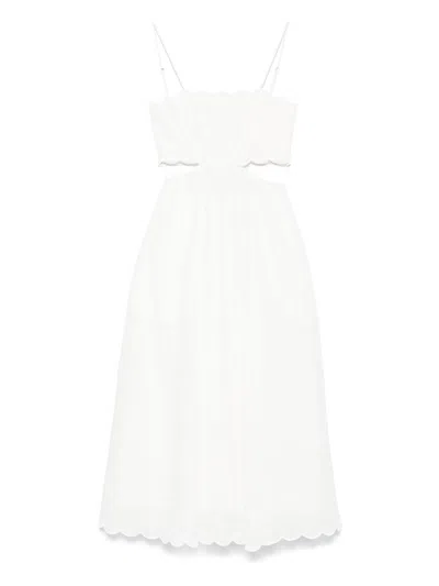 Zimmermann Rhiannon Linen Midi Dress In White