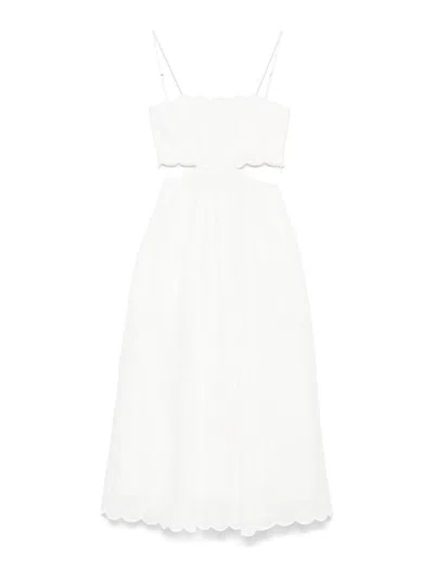 Zimmermann Rhiannon Linen Midi Dress In White