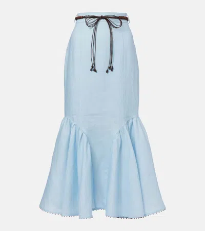 Zimmermann Midirock Rhiannon Aus Leinen In Blue