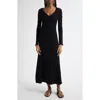 Zimmermann Rhiannon Long Sleeve Pointelle Maxi Sweater Dress In Black