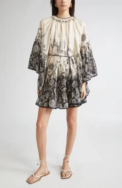 Zimmermann Rhiannon Lantern Mini Dress In Neutral