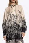 Zimmermann White Floral And Paisley Print Shirt With Contrasting Trim In Multi