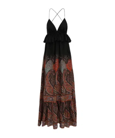 Zimmermann Rhiannon Ruffled Paisley-print Silk Midi Dress In Black Paisley