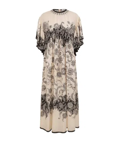 Zimmermann Cream Floral Habotai Silk Rhiannon Maxi Dress In Multi