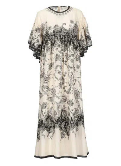 Zimmermann Cream Floral Habotai Silk Rhiannon Maxi Dress In Multi