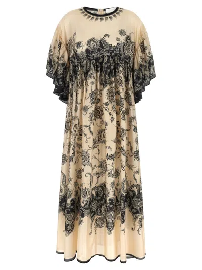 Zimmermann Cream Floral Habotai Silk Rhiannon Maxi Dress In Multi