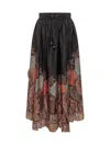 Zimmermann Rhiannon Ruffled Paisley-print Organic Silk Maxi Skirt In Black