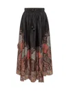 Zimmermann Rhiannon Ruffled Paisley-print Organic Silk Maxi Skirt In Black