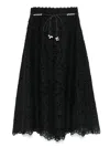 Zimmermann Flared Midi Skirt With Embroidered Openwork Design In Black