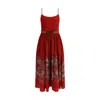 Zimmermann Rhiannon Cotton Corset Midi Dress In Red
