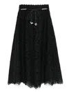 Zimmermann Zim Rhiannon Embroidered Scallop Hem Wblt Midi Skirt Black In Black