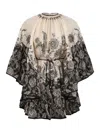 Zimmermann Rhiannon Long Sleeve Silk Habutai Lantern Minidress