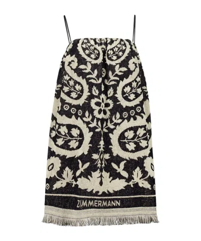 Zimmermann Rhiannon Cotton Toweling Mini Dress In Black