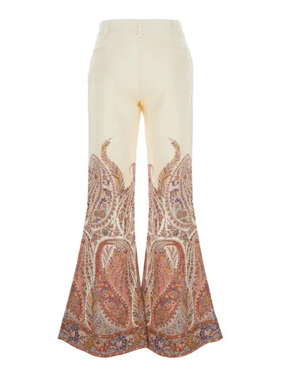 ZIMMERMANN 'RHIANNON' MULTICOLOR FLARED PANTS WITH DRAWSTRING WAIST AND PAISLEY PRINT