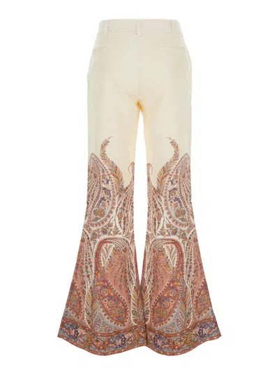 ZIMMERMANN 'RHIANNON' MULTICOLOR FLARED PANTS WITH DRAWSTRING WAIST AND PAISLEY PRINT IN COTTON WOMAN