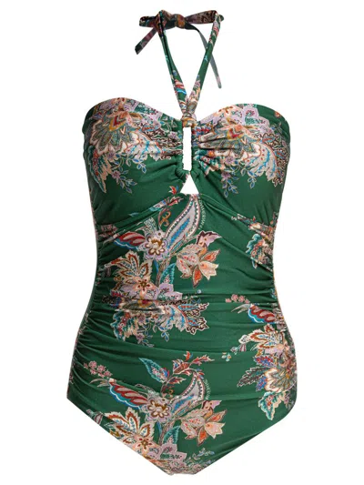 Zimmermann "rhiannon" One-piece Swimsuit In Green