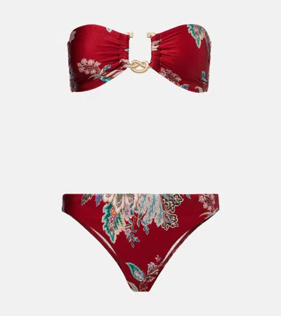 Zimmermann Rhiannon Paisley Bikini In Red
