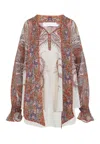 Zimmermann Rhiannon Multicolor Blouse With Tie Closure On The Front And Paisley Print In Ramie Woman In Multi