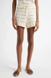 Zimmermann Rhiannon Cutout Pointelle-knit Shorts In Cream