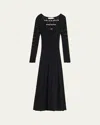 Zimmermann Rhiannon Long Sleeve Pointelle Maxi Sweater Dress In Black