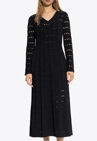 Zimmermann Rhiannon Pointelle Midi Dress In Black